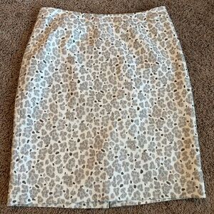 LOFT Neutral Animal Print Cotton and Silk Skirt Size 2